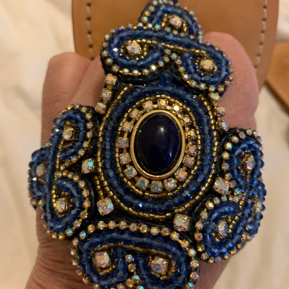 Navy Mystique beaded sandals.